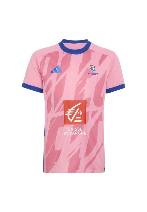 Adidas - Trzeci strój dla dzieci Francja 2026/27. Kolor: różowy. Sport: piłka ręczna