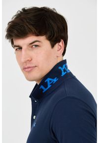 La Martina - LA MARTINA Granatowe męskie polo z małym logo, Rozmiar XXL. Typ kołnierza: polo. Kolor: niebieski #9