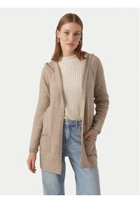 Vero Moda Kardigan Doffy 10235948 Beżowy Relaxed Fit. Kolor: beżowy. Materiał: syntetyk