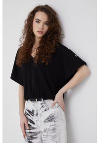 Armani Exchange bluzka 3LYM72.YJ7RZ damska kolor czarny gładka. Kolor: czarny. Wzór: gładki #3