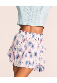 LOVE SHACK FANCY - Spódnica mini w kolorowe kwiaty Ruffle. Kolor: biały. Materiał: tkanina. Wzór: kolorowy, kwiaty
