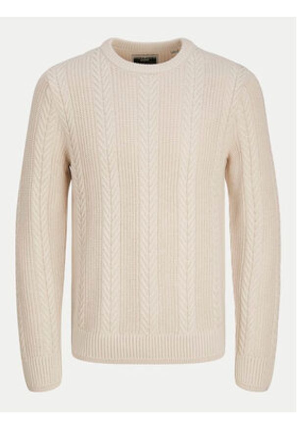 Jack & Jones Sweter 12261436 Beżowy Regular Fit. Kolor: beżowy. Materiał: bawełna, syntetyk