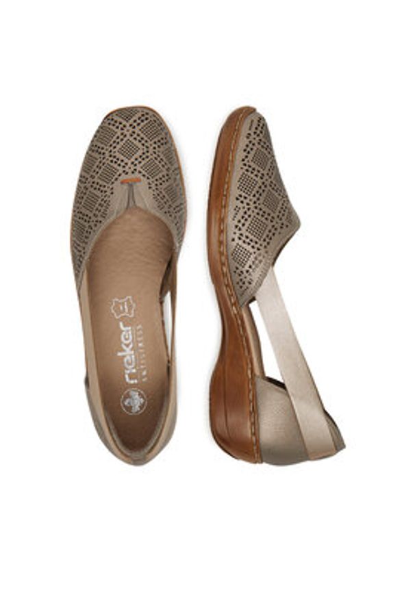 Rieker Półbuty 41351-90 Beżowy. Kolor: beżowy. Materiał: skóra