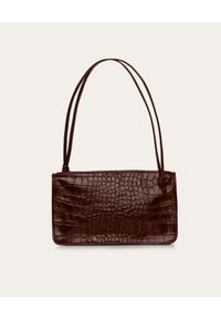 BALAGAN - Ciemnobrązowa torebka Suzanne M z wzorem krokodyla. Kolor: brązowy. Wzór: geometria