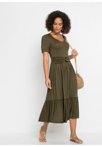 bonprix - Sukienka z dżerseju ze zrównoważonej wiskozy. Kolor: zielony. Materiał: wiskoza, jersey