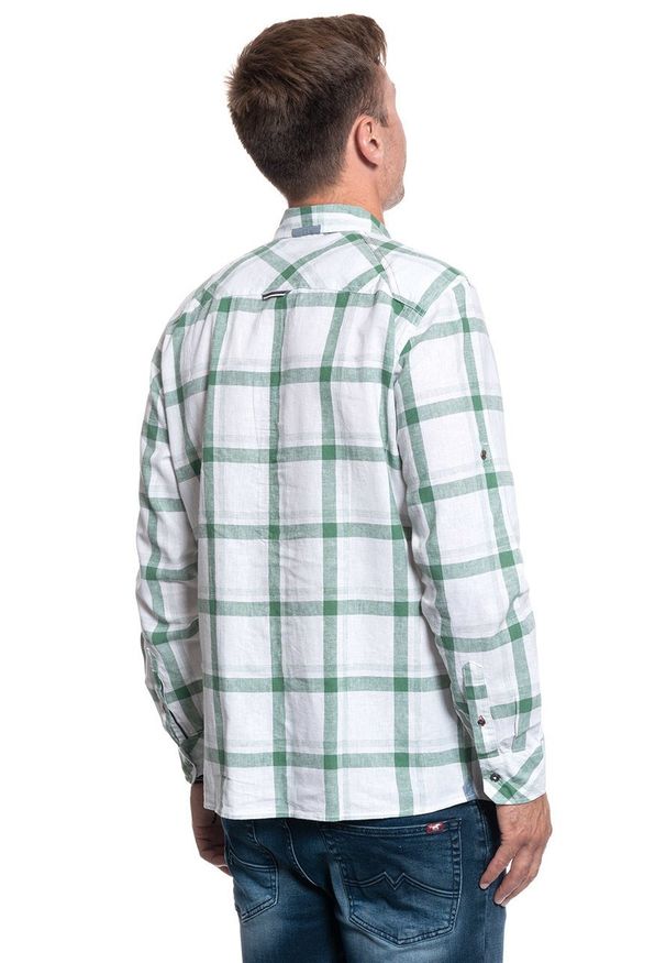 Mustang - MĘSKA KOSZULA MATERIAŁOWA MUSTANG CLEMENS LINEN CHECK 1009584 11749. Materiał: materiał