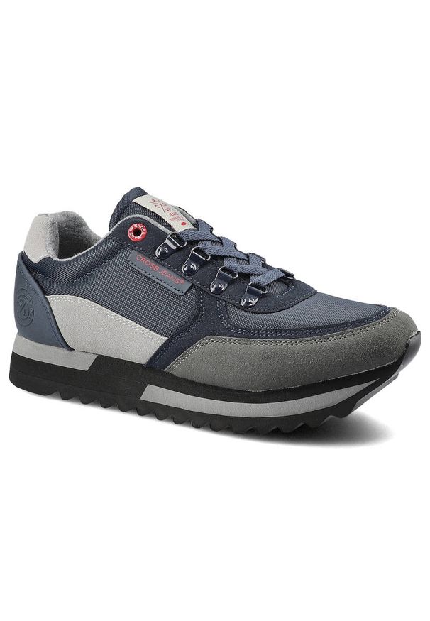 Granatowe Sneakersy Męskie Cross Jeans Modne Buty. Kolor: niebieski. Materiał: materiał, skóra ekologiczna. Szerokość cholewki: normalna