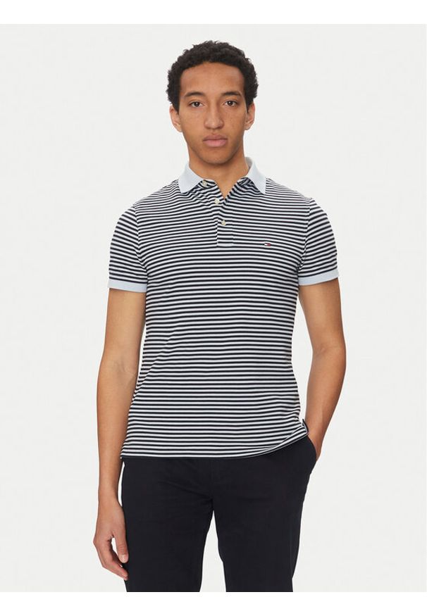 TOMMY HILFIGER - Tommy Hilfiger Polo 1985 MW0MW17771 Granatowy Slim Fit. Typ kołnierza: polo. Kolor: niebieski. Materiał: bawełna
