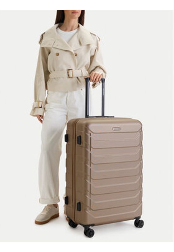 Gino Rossi - GINO ROSSI Walizka duża GIN-L-002-05-GOLD Złoty. Kolor: złoty. Materiał: materiał