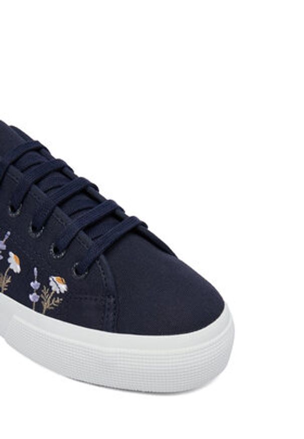 Superga Tenisówki 3740 Platform Flower Embroidery Leggera S5138TW Granatowy. Kolor: niebieski. Materiał: materiał. Obcas: na platformie