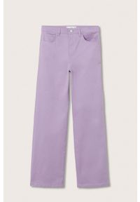 mango - Mango Spodnie damskie kolor fioletowy proste high waist. Okazja: na co dzień. Stan: podwyższony. Kolor: fioletowy. Materiał: włókno. Styl: casual #7