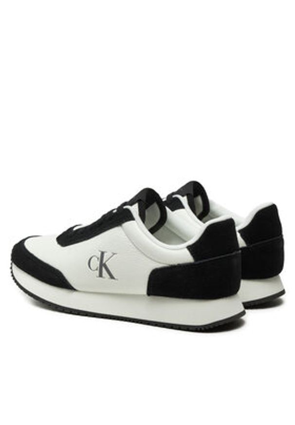 Calvin Klein Jeans Sneakersy Runner Laceup Low Mix Mg YW0YW01798 Biały. Kolor: biały. Materiał: zamsz, skóra