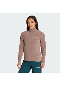 Adidas - Bluza polarowa Multi Essentials z suwakiem na całej długości. Kolor: brązowy. Materiał: materiał, polar. Sport: turystyka piesza #1