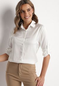 Born2be - Biała Koszula o Klasycznym Kroju z Kołnierzykiem Jarinsse. Okazja: na co dzień. Kolor: biały. Materiał: jeans. Styl: klasyczny #5