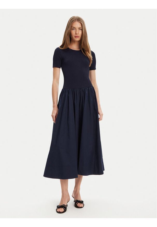 STAUD Sukienka codzienna Laroquette R25S2252PM Granatowy Regular Fit. Okazja: na co dzień. Kolor: niebieski. Materiał: bawełna. Typ sukienki: proste. Styl: casual