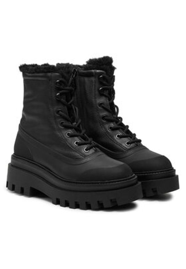 Calvin Klein Jeans Trapery Flatform Lace Up Boot Padded YW0YW01557 Czarny. Kolor: czarny. Materiał: skóra