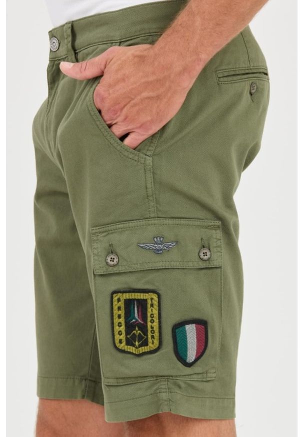 Aeronautica Militare - AERONAUTICA MILITARE Zielone męskie bermudy Frecce Tricolori, Rozmiar XL. Kolor: zielony