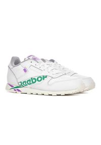 Buty do chodzenia damskie Reebok CL Lthr. Zapięcie: sznurówki. Kolor: biały, wielokolorowy. Materiał: syntetyk, tkanina, materiał. Szerokość cholewki: normalna. Sport: turystyka piesza