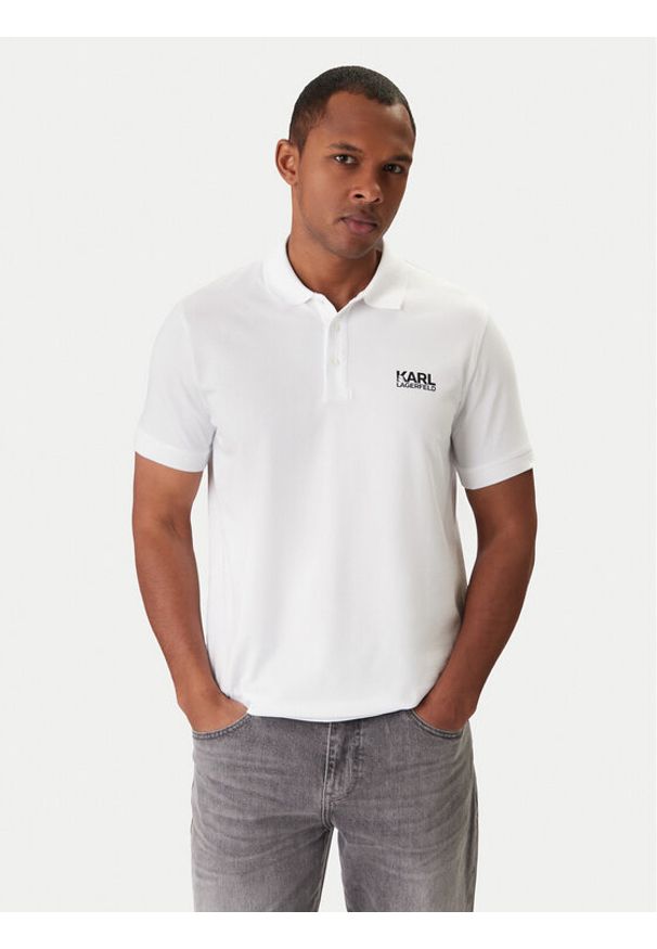 Karl Lagerfeld - KARL LAGERFELD Polo 745780 561235 Biały Regular Fit. Typ kołnierza: polo. Kolor: biały. Materiał: bawełna