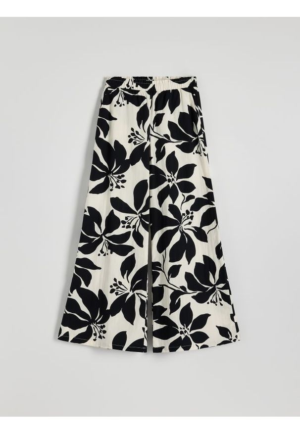 Reserved - Wzorzyste spodnie palazzo - wielobarwny. Materiał: bawełna, tkanina
