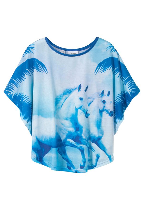 Shirt dziewczęcy plażowy bonprix lodowy niebieski. Okazja: na plażę. Kolor: niebieski