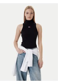 Tommy Jeans Bluzka Badge DW0DW21840 Czarny Slim Fit. Kolor: czarny. Materiał: bawełna #1