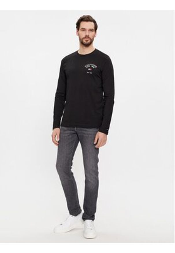 TOMMY HILFIGER - Tommy Hilfiger Longsleeve Arch Varsity MW0MW34252 Czarny Regular Fit. Kolor: czarny. Materiał: bawełna. Długość rękawa: długi rękaw