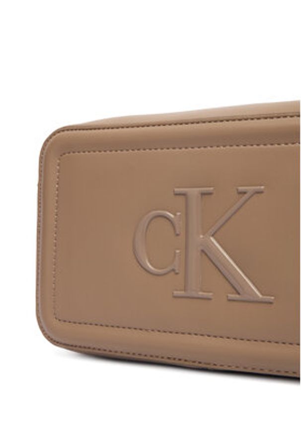 Calvin Klein Torebka Bold Ck Camera Bag LV04F3220G Beżowy. Kolor: beżowy. Materiał: skórzane