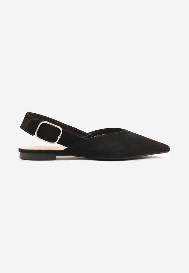 Renee - Czarne Sandały Vices Typu Slingback z Wkładką ze Skóry Naturalnej Rallora. Okazja: na spacer, na co dzień. Zapięcie: sprzączka. Kolor: czarny. Materiał: skóra. Wzór: nadruk. Obcas: na obcasie. Styl: elegancki, casual. Wysokość obcasa: średni