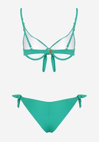 Born2be - Ciemnozielone Bikini Biustonosz i Majtki Ozdobione Wiązaniem Uloselira. Kolor: zielony. Wzór: aplikacja #4