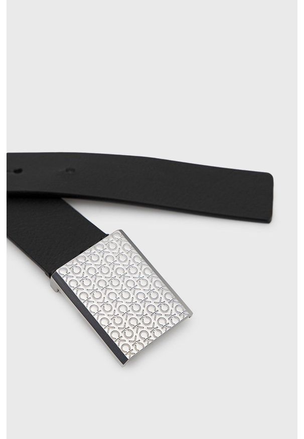 Calvin Klein pasek skórzany męski kolor czarny. Kolor: czarny. Materiał: skóra