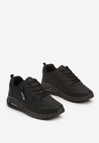 Renee - Czarne Sneakersy na Platformie z Przezroczystą Wstawką i Suwakiem z Napisami Valentinae. Okazja: na co dzień. Kolor: czarny. Materiał: jeans. Wzór: napisy. Obcas: na platformie. Wysokość obcasa: średni #7