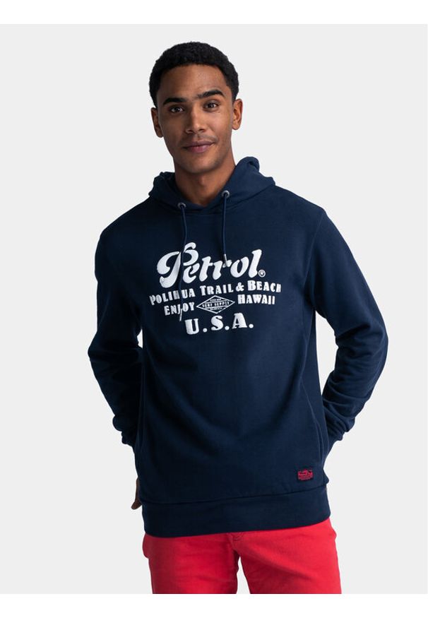 Petrol Industries Bluza M-1040-SWH302 Granatowy Regular Fit. Kolor: niebieski. Materiał: bawełna
