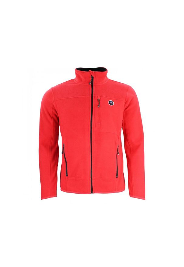 PEAK MOUNTAIN - Polar z pełnym zamkiem błyskawicznym Peak Mountain. Typ kołnierza: kołnierzyk stójkowy. Kolor: czerwony. Materiał: polar. Sport: turystyka piesza