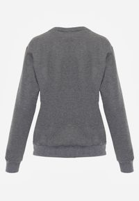 Born2be - Ciemnoszara Bluza z Bawełną Ozdobiona Ściągaczami Hilani. Okazja: na spacer, na co dzień. Kolor: szary. Materiał: bawełna. Wzór: aplikacja. Styl: casual, elegancki, klasyczny #3