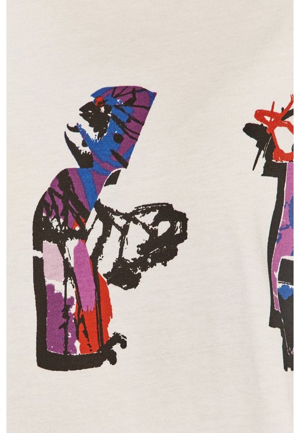 Desigual - T-shirt. Okazja: na co dzień. Kolor: biały. Materiał: dzianina. Styl: casual