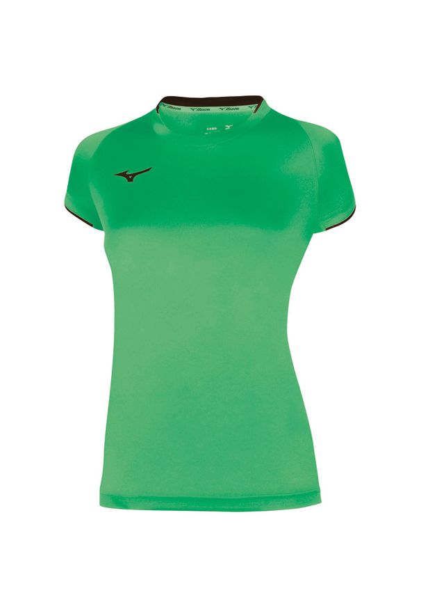 Koszulka damska Mizuno Wom Core SS. Kolor: czarny, wielokolorowy, zielony. Sport: bieganie, fitness