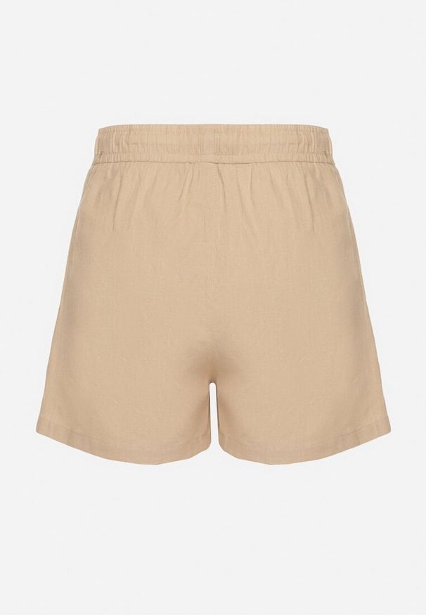 Born2be - Beżowe Bawełniane Szorty z Wysokim Stanem Tanalianea. Okazja: na co dzień. Stan: podwyższony. Kolor: beżowy. Materiał: bawełna. Styl: elegancki, casual