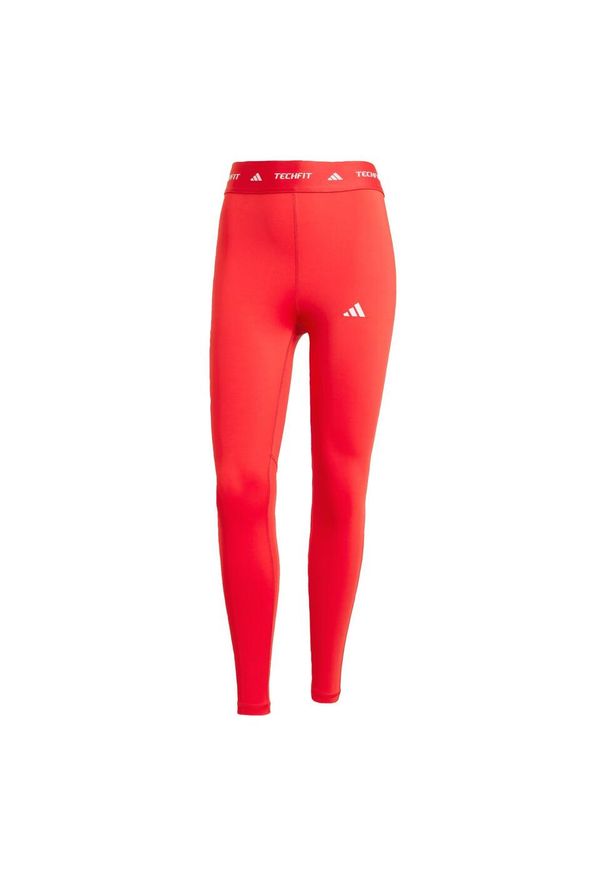 Adidas - Legginsy TECHFIT 7/8. Kolor: czerwony. Materiał: materiał. Technologia: Techfit (Adidas). Sport: fitness