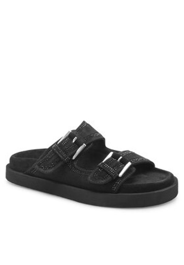 Eva Minge Klapki ELENA-24SS800 Czarny. Kolor: czarny. Materiał: zamsz, skóra