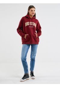 Big-Star - Bluza damska z kapturem bordowa Rubialsa 604. Typ kołnierza: kaptur. Kolor: czerwony. Materiał: materiał. Wzór: aplikacja. Styl: klasyczny #1