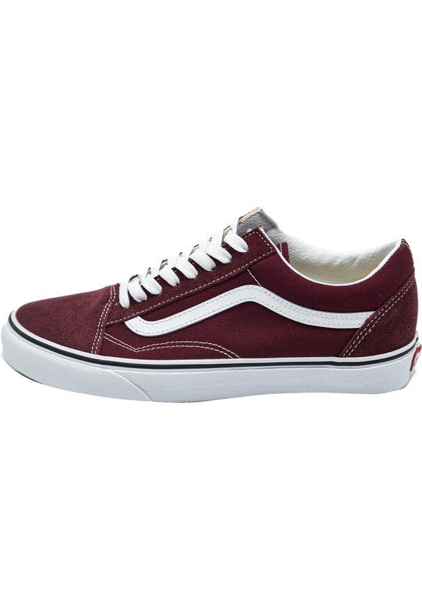 Trampki Vans Old Skool, Mężczyźni. Kolor: czerwony. Materiał: guma, skóra. Szerokość cholewki: normalna. Model: Vans Old Skool. Sport: skateboard