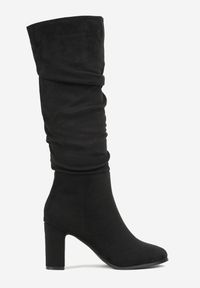 Renee - Czarne Kozaki na Słupku w Stylu Slouchy do Kolan Zeriza. Okazja: na co dzień. Kolor: czarny. Materiał: jeans. Obcas: na słupku. Styl: casual, elegancki #3