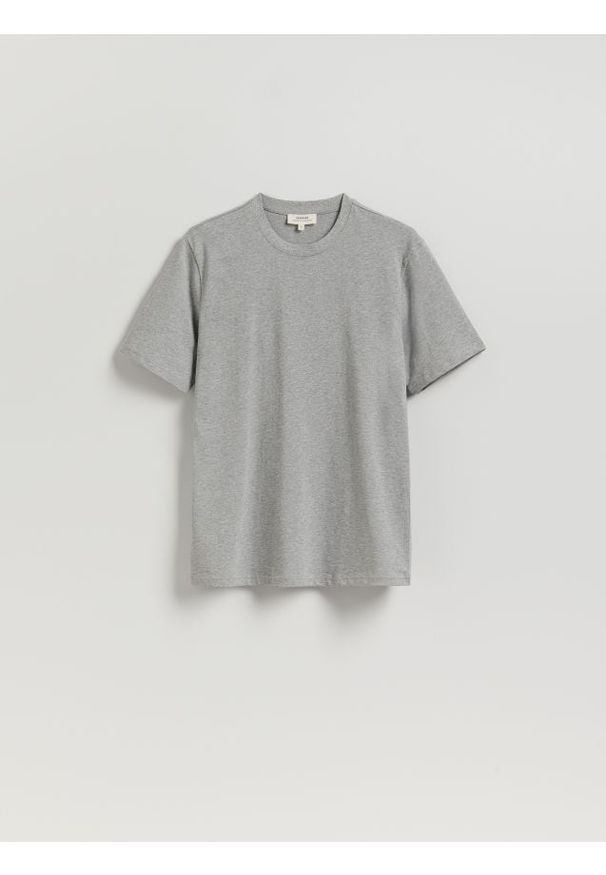Reserved - Bawełniany t-shirt regular - szary. Kolor: szary. Materiał: bawełna