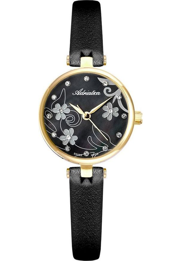Zegarek Adriatica Zegarek damski Adriatica A3514.124MQ CYRKONIE czarny. Kolor: czarny