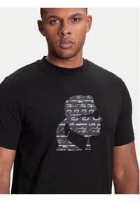 Karl Lagerfeld - KARL LAGERFELD T-Shirt 755042 553235 Czarny Regular Fit. Typ kołnierza: dekolt w karo. Kolor: czarny. Materiał: bawełna #5