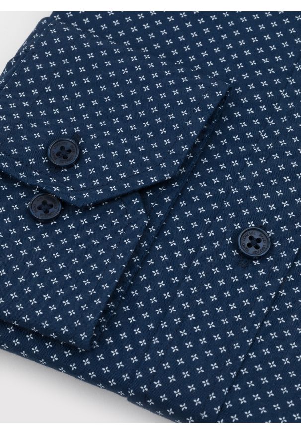 PAKO LORENTE – Granatowa koszula w drobny wzór P24SF-1X-027-G-S - Pako Lorente. Okazja: na co dzień. Kolor: niebieski. Materiał: jeans, elastan. Styl: casual
