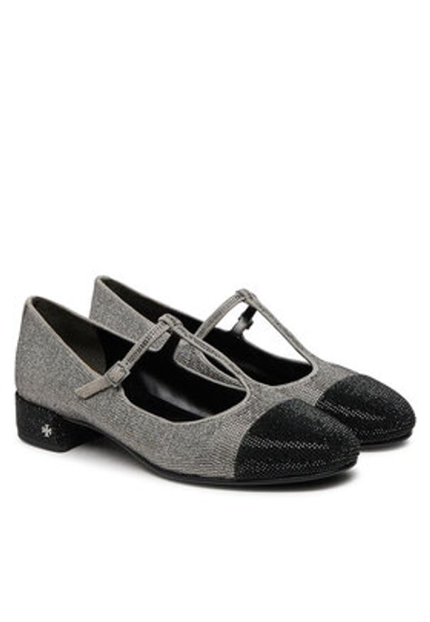 Tory Burch Baleriny Cap-Toe T-Strap Pave Heeled 159830 Srebrny. Kolor: srebrny. Materiał: syntetyk