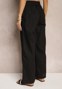 Renee - Czarne Spodnie z Bawełny i Lnem High Waist Kolalia. Stan: podwyższony. Kolor: czarny. Materiał: bawełna, len. Sezon: lato #4