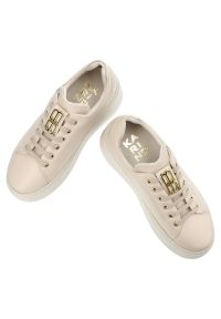 Beżowe Sneakersy Karino Modne Półbuty Damskie. Okazja: na co dzień. Kolor: beżowy. Materiał: skóra. Wzór: gładki. Obcas: na platformie. Sport: turystyka piesza #7